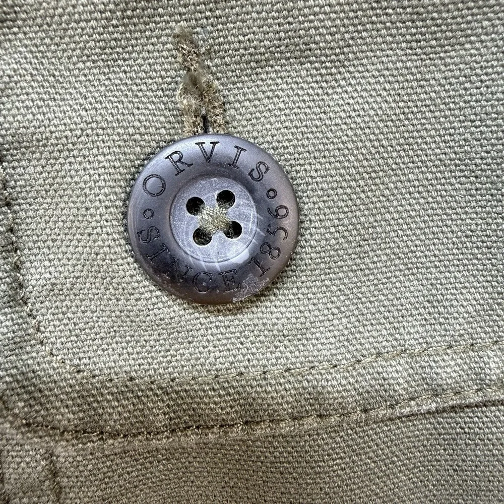 Orvis Field Jacket Men's L Olive Quilted Lined Barn Chore Coat Corduroy Collar